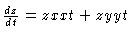 $\frac{dz}{dt} = \Pd{z}{x} \Pd{x}{t} +
\Pd{z}{y} \Pd{y}{t}$