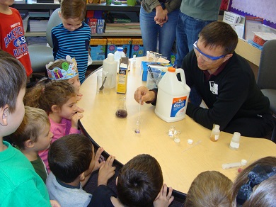 chemistry demonstration in 2015
                                    at Indian-Landing elementary school