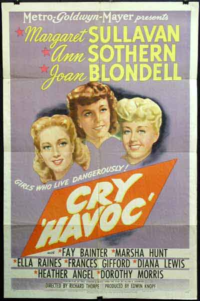 Promotional Poster for 'Cry Havoc': Margaret Sullavan, Ann Southern, & Joan Blondell