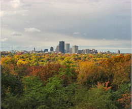 Roc city skyline in the Fall